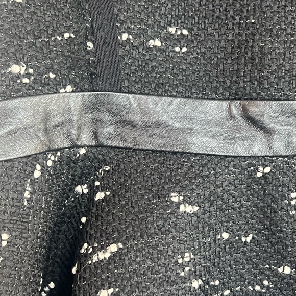 MILLY SET - Tweed Black Leather trim peplum top and skirt set - Picture 5 of 14